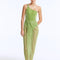 Front View: Model wearing Fern Green Skirt - Comfortable Maxi Skirt, High Waist, Ankle Length, , Sheer Soft Fabric, MOEVA Luxury Beachwear