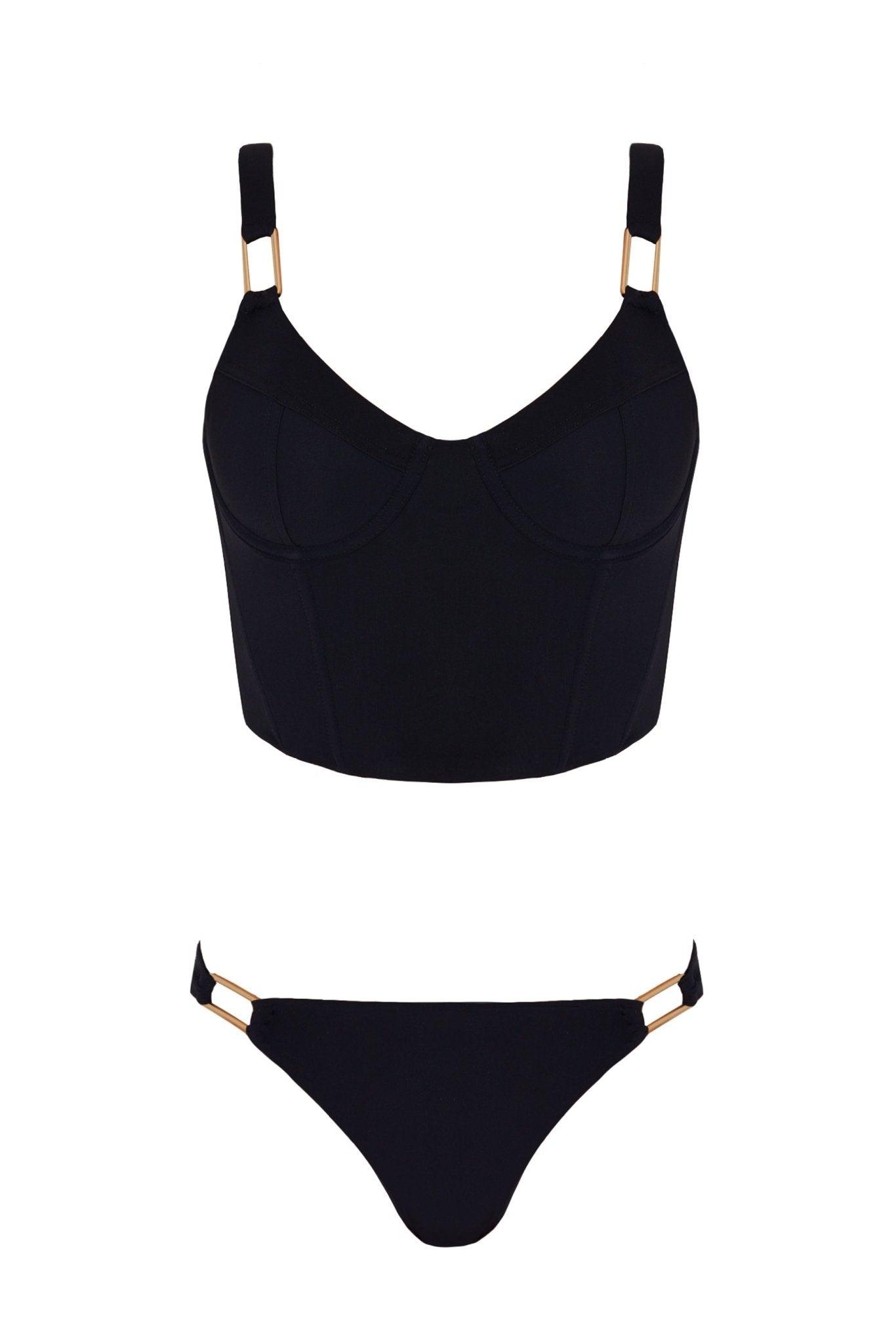 Franca Black Bikini Set -Bikini Sets Moeva