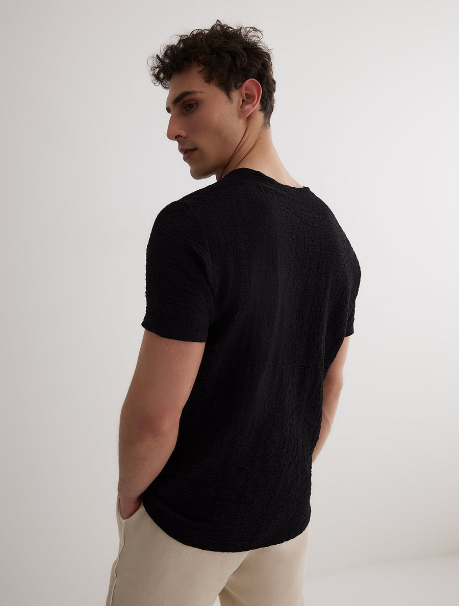 George Black T-Shirt with Button Details -Men Shirts Moeva