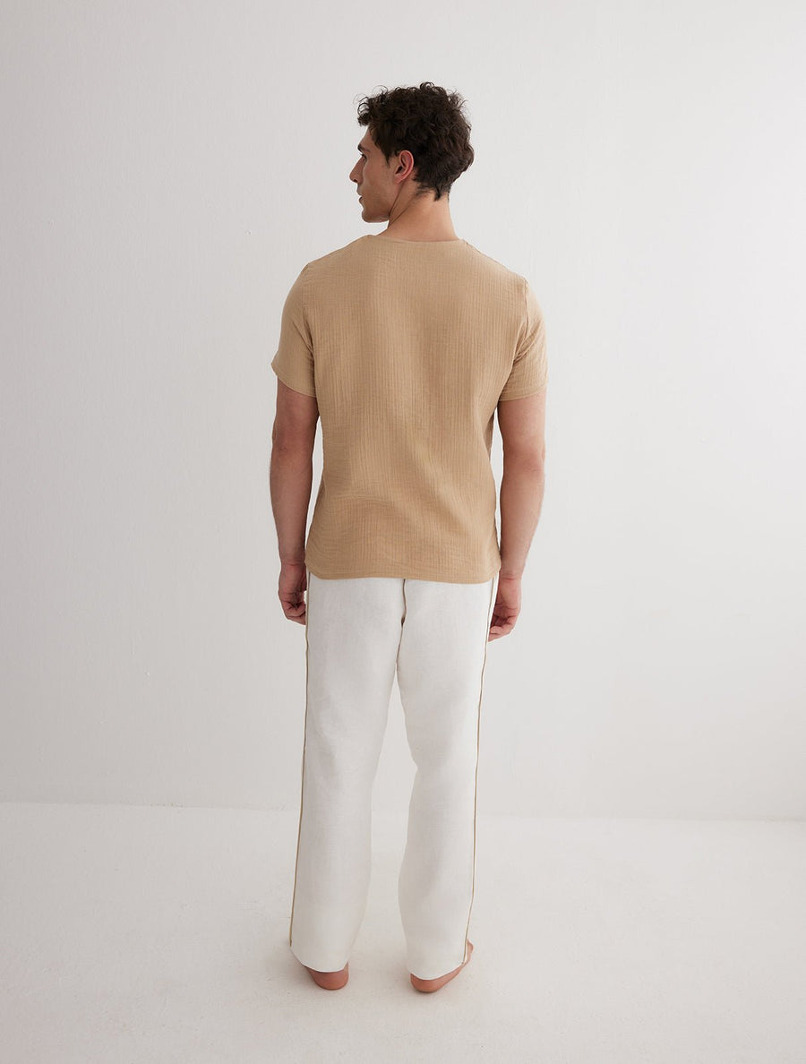 George Nude T-Shirt with Button Details -Men Shirts Moeva