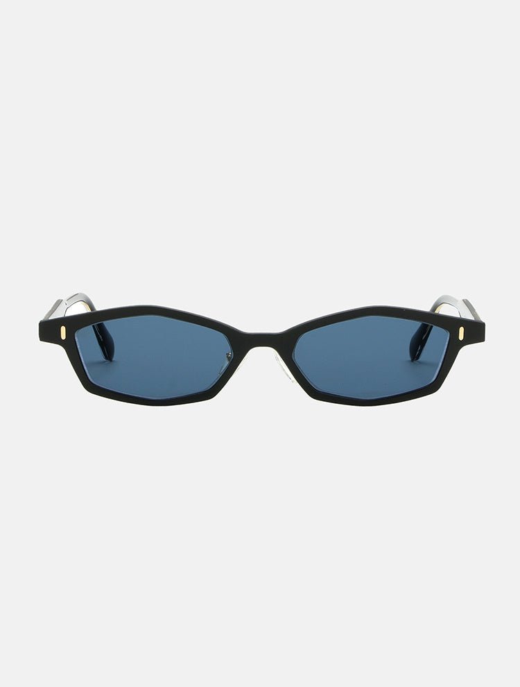 Front View: Giusi Black Sunglasses - MOEVA Luxury Swimwear, Geometric Shape, Acetate Frame, Molded Nose Pads, Tinted Lenses, MOEVA Luxury Swimwear 