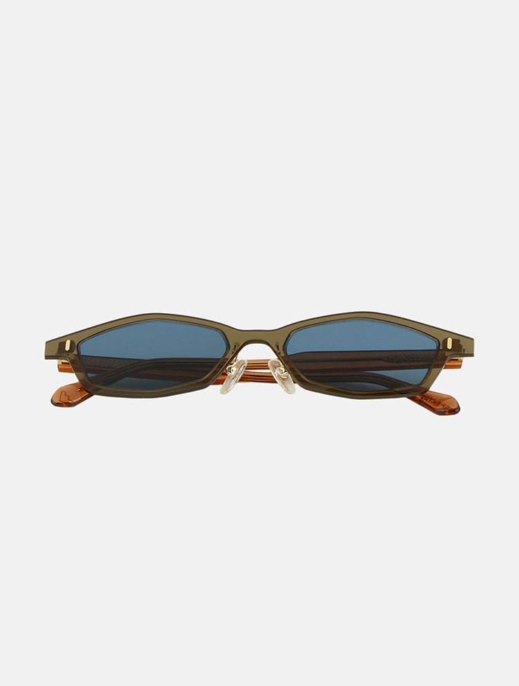Giusi Tobacco Square Sunglasses With Blue Tinted Lenses -Women Sunglasses Moeva