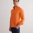 Front View of Model Wearing Harry Orange Shirt - MOEVA Luxury Swimwear, Spread Collar, Buttoned Cuffs, Button Fastening Shirt, MOEVA Luxury Swimwear