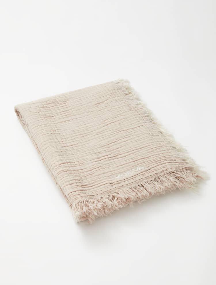 Close Up View of Ibiza Beige/Ecru Towel -  Super Absorbent, Quick Drying, Cotton Beach Towel, MOEVA Luxury Swimwear   