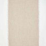 Front View of Ibiza Beige/Ecru Towel - MOEVA Luxury  Swimwear, Organic Turkish Cotton, Soft & Smooth, Full Reversible, Dainty Fringes, Quick Drying, Embroidered Moeva logo, Length: 160 cm / Width: 80 cm, %100 Cotton, MOEVA Luxury  Swimwear     
