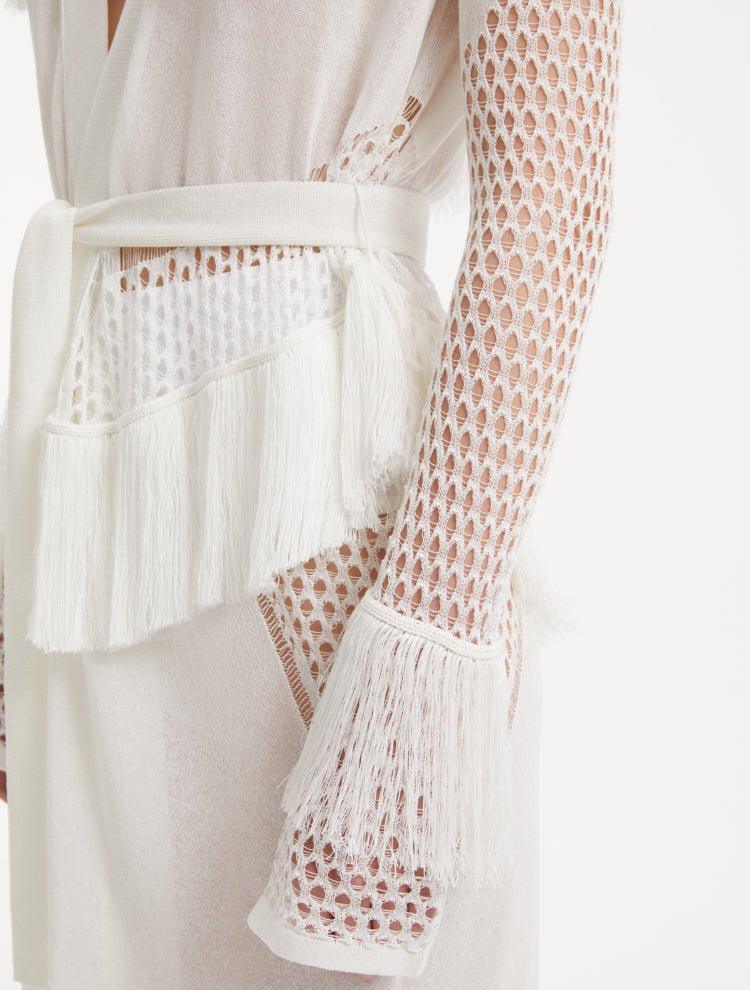 Rose Bertram - Itzel White Knitted Mesh Long-Sleeve Kaftan | Moeva | Kaftans | Each week unveils new pieces—luxury swimwear, fluid resort silhouettes, and elevated summer-to-evening essentials designed to carry you from coastal escapes to city nights.