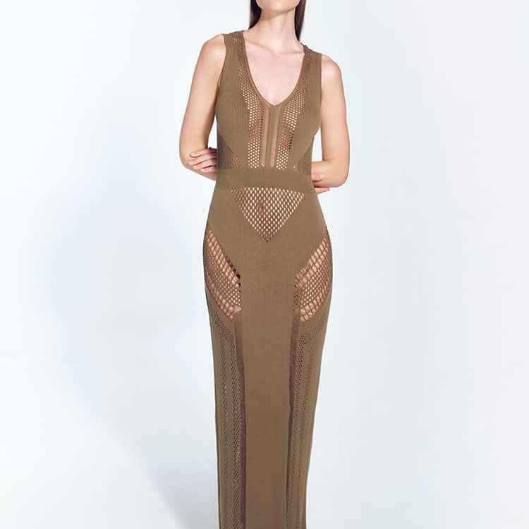 Natalie Lim Suarez - Izzy Khaki Dress | Moeva | Dress | Each week unveils new pieces—luxury swimwear, fluid resort silhouettes, and elevated summer-to-evening essentials designed to carry you from coastal escapes to city nights.