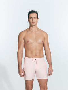 Jack Baby Pink Mid-Thigh Length Men Swim Shorts With Side Fasteners -Men Swim Stretch Shorts Moeva