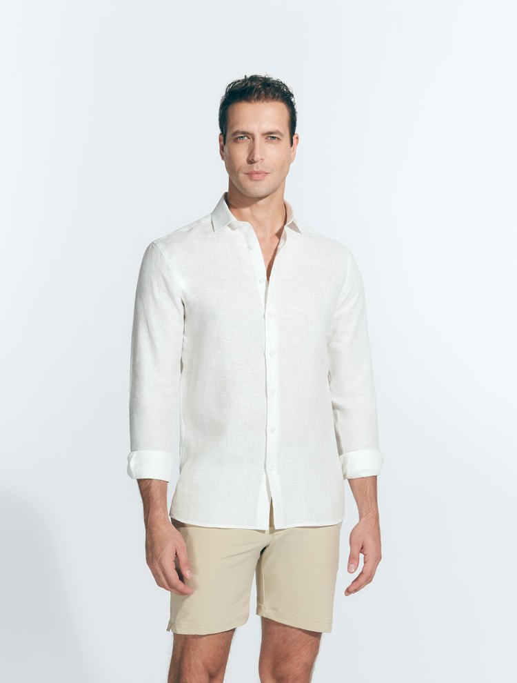 James White Slim-Fit Shirts With Spread Collar -Men Shirts Moeva