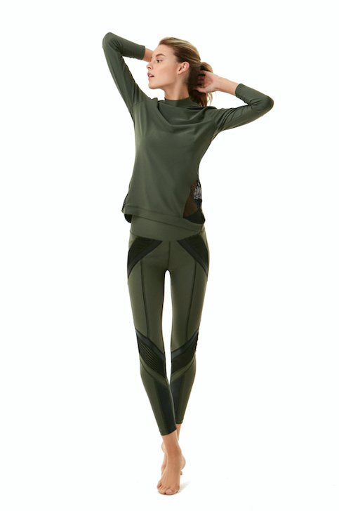 Jasmine Army Green/Black Top -Activewear Moeva