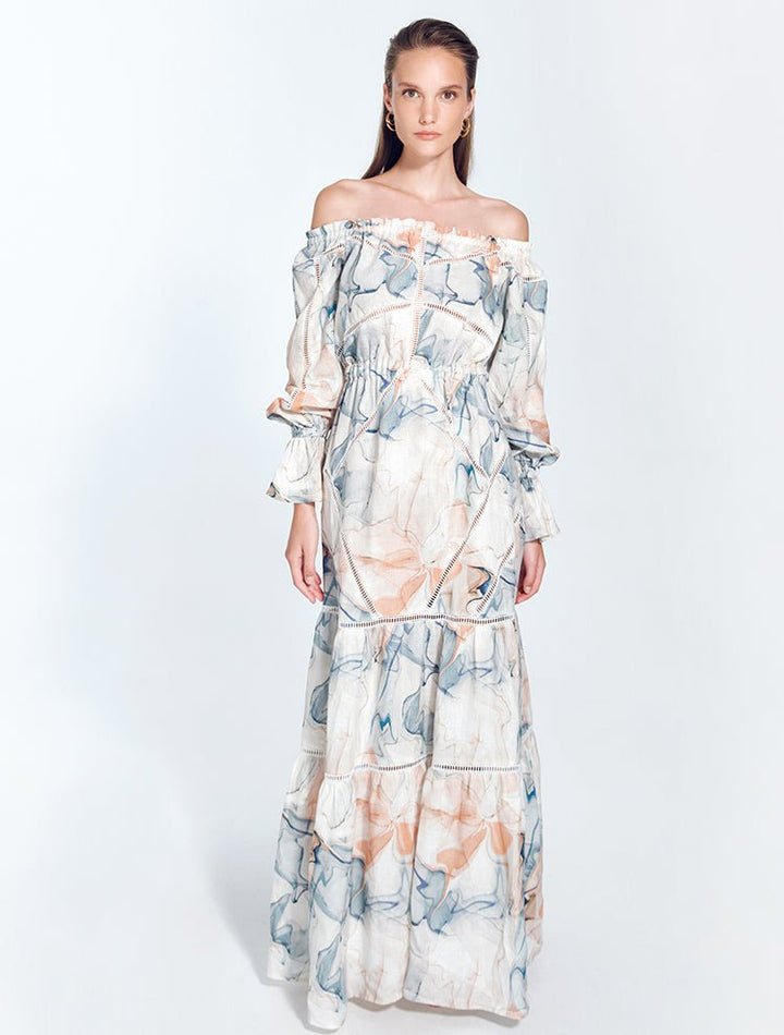 Jealine Blue Abstract Dress -RTW Dresses Moeva