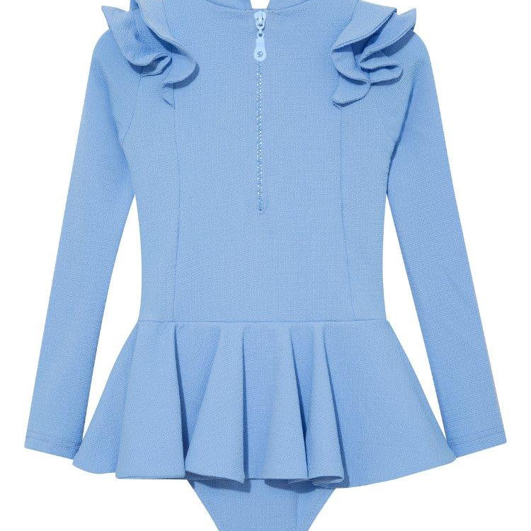 Jojo Baby Blue Textured Ruffle Skirt Swimsuit | Moeva | Swimsuit | Each week unveils new pieces—luxury swimwear, fluid resort silhouettes, and elevated summer-to-evening essentials designed to carry you from coastal escapes to city nights.