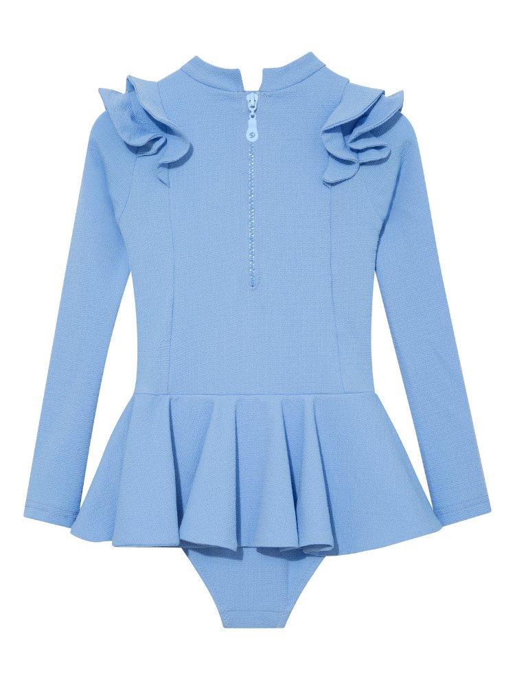 Jojo Baby Blue Textured Ruffle Skirt Swimsuit | Moeva | Swimsuit | Each week unveils new pieces—luxury swimwear, fluid resort silhouettes, and elevated summer-to-evening essentials designed to carry you from coastal escapes to city nights.