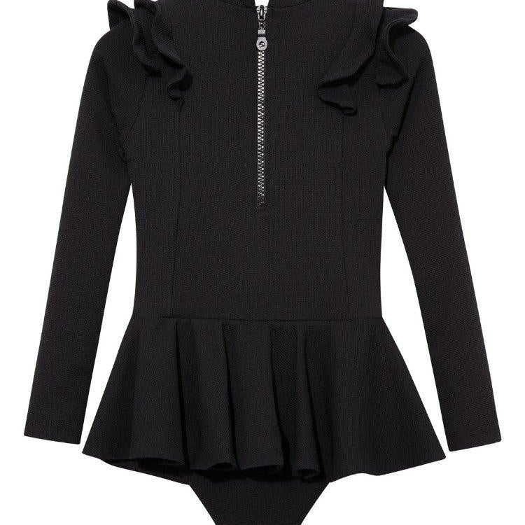 Jojo Black Textured Ruffle Skirt Swimsuit | Moeva | Swimsuit | Each week unveils new pieces—luxury swimwear, fluid resort silhouettes, and elevated summer-to-evening essentials designed to carry you from coastal escapes to city nights.