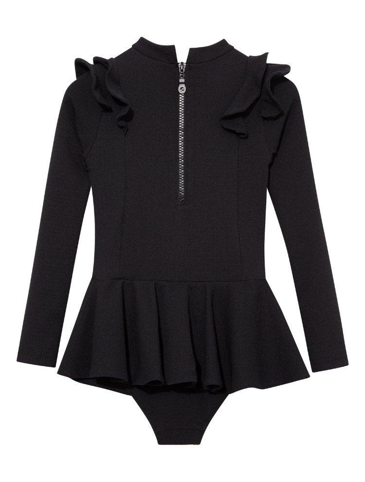 Jojo Black Textured Ruffle Skirt Swimsuit | Moeva | Swimsuit | Each week unveils new pieces—luxury swimwear, fluid resort silhouettes, and elevated summer-to-evening essentials designed to carry you from coastal escapes to city nights.