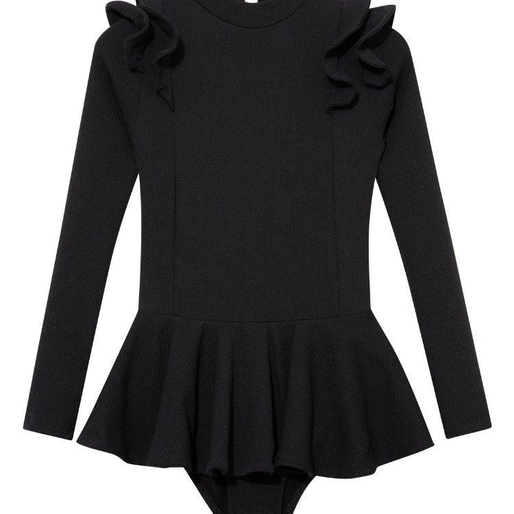 Jojo Black Textured Ruffle Skirt Swimsuit | Moeva | Swimsuit | Each week unveils new pieces—luxury swimwear, fluid resort silhouettes, and elevated summer-to-evening essentials designed to carry you from coastal escapes to city nights.