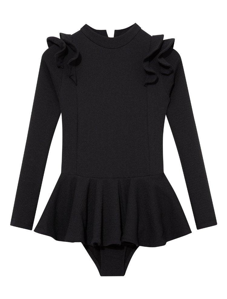 Jojo Black Textured Ruffle Skirt Swimsuit | Moeva | Swimsuit | Each week unveils new pieces—luxury swimwear, fluid resort silhouettes, and elevated summer-to-evening essentials designed to carry you from coastal escapes to city nights.