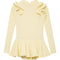 Child wearing the Jojo Yellow Swimsuit from the front, showcasing the long sleeves and ruffle detailing.