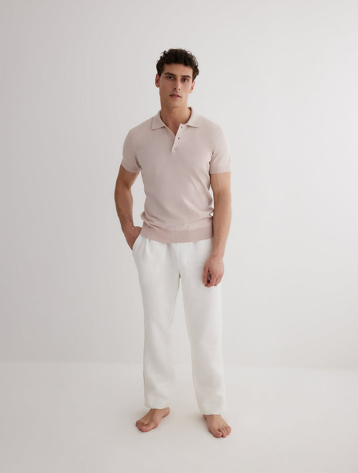 Joseph White Linen Pants With Side Stripes -Men Pants Moeva