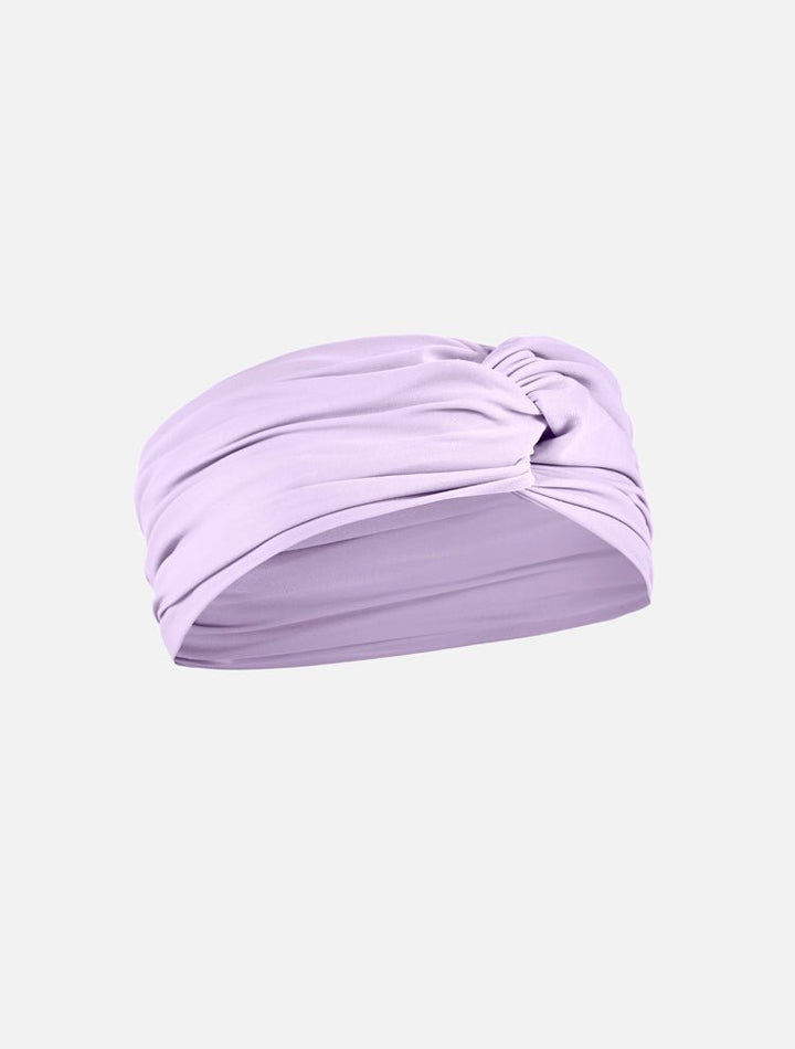 Front View: Josie Lilac Headband - Swimwear Fabric, Matching Collection Look, Stylish Head Wrap, Fast Dry, 80% Polyamide 20% Elastane, MOEVA Luxury Swimwear 