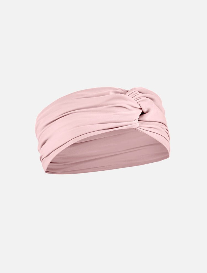 Front View: Josie Pink Headband - MOEVA Luxury Swimwear, Swimwear Fabric, Matching Collection Look, Stylish Head Wrap, Fast Dry, MOEVA Luxury Swimwear