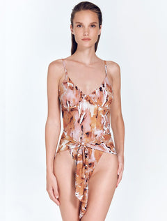Kai Floral Abstract Underwired Swimsuit With Tie-Front -Swimsuit Moeva
