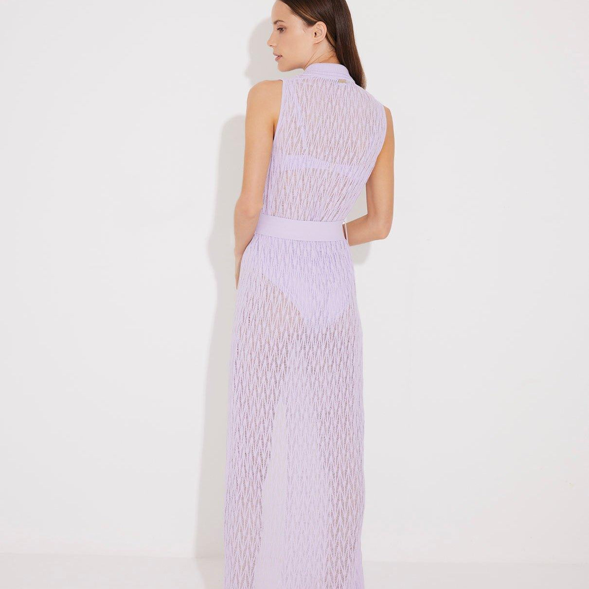 Kariba Sleeveless Belted Knitted Mesh Lilac Kaftan | Moeva | Kaftan | Each week unveils new pieces—luxury swimwear, fluid resort silhouettes, and elevated summer-to-evening essentials designed to carry you from coastal escapes to city nights.