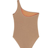 Back View of Kitty Bronze Kids Swimsuit - MOEVA Luxury  Swimwear, Metallic Fabric, Fully Lined Kids Swimsuit, MOEVA Luxury  Swimwear 