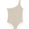Front View of Kitty Silver Kids Swimsuit - MOEVA Luxury Swimwear, One Piece, One Shoulder Kids Swimsuit, MOEVA Luxury  Swimwear 