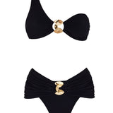 Lilla Black One-Shoulder High-Waist Bikini Set | Moeva | Bikini Set | Each week unveils new pieces—luxury swimwear, fluid resort silhouettes, and elevated summer-to-evening essentials designed to carry you from coastal escapes to city nights.
