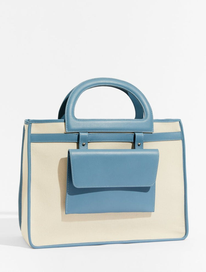Luxury Leather Tote Bag | Ocean Blue