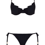 Luigiana Black Undirwired Side Tie Bikini Set | Moeva | Bikini Sets | Each week unveils new pieces—luxury swimwear, fluid resort silhouettes, and elevated summer-to-evening essentials designed to carry you from coastal escapes to city nights.