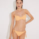 Front View: Model in Luigiana Orange Bikini Bottom - MOEVA Luxury Swimwear, Low Waist, Side-Tie, Gold Stopper, Stitching Details, Moderate Bottom Coverage, MOEVA Luxury Swimwear  