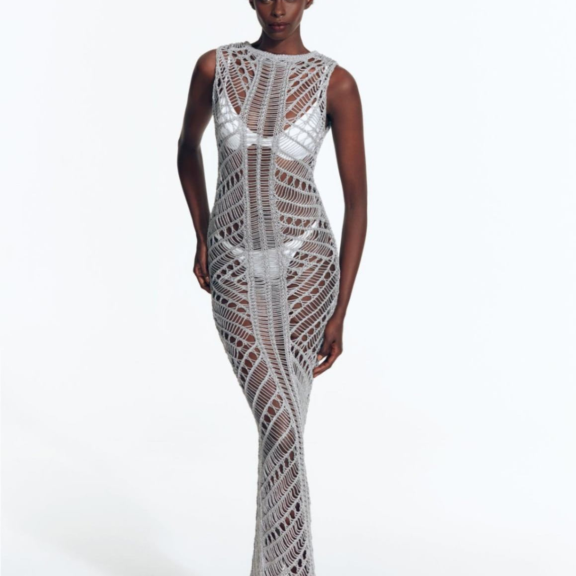 Luna Silver Knit Sleeveless Maxi Dress | Moeva | Dress | Each week unveils new pieces—luxury swimwear, fluid resort silhouettes, and elevated summer-to-evening essentials designed to carry you from coastal escapes to city nights.