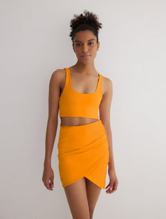 Lupe Orange/Pink Wrap Mini Skirt -Beachwear Skirts Moeva