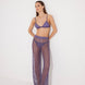 Front View: Model in Luz Lilac Pants - MOEVA Luxury Swimwear, Mesh Knit, Ribbed, Metallic, MOEVA Luxury Swimwear