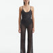 Front View: Model in Luz Silver Pants - MOEVA Luxury Swimwear, Mesh Knit, Ribbed, Metallic, MOEVA Luxury Swimwear