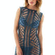 "Front view of Maggie Dark Blue Dress – Handmade crochet fabric with body-firming fit and scoop necklineÇ"