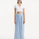 "Manami Baby Blue Pants from the front, highlighting the high waist design and wide-legged cut. "