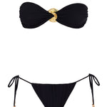 Marcella Black Bandeau Side Tie Bikini Set | Moeva | Bikini Sets | Each week unveils new pieces—luxury swimwear, fluid resort silhouettes, and elevated summer-to-evening essentials designed to carry you from coastal escapes to city nights.