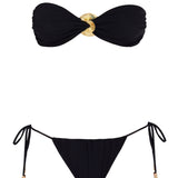 Marcella Black Bandeau Side Tie Bikini Set | Moeva | Bikini Sets | Each week unveils new pieces—luxury swimwear, fluid resort silhouettes, and elevated summer-to-evening essentials designed to carry you from coastal escapes to city nights.
