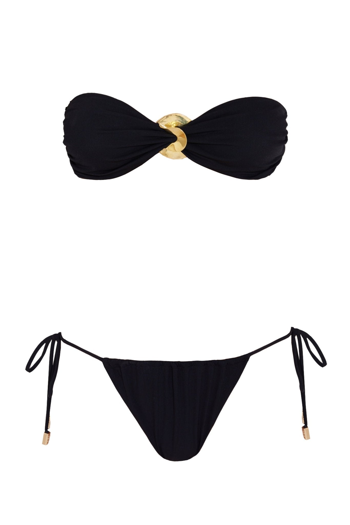 Marcella Black Bandeau Side Tie Bikini Set | Moeva | Bikini Sets | Each week unveils new pieces—luxury swimwear, fluid resort silhouettes, and elevated summer-to-evening essentials designed to carry you from coastal escapes to city nights.