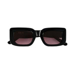 Front View of Marche Black Sunglasses - Black Acetate Frame Women's Sunglassess, Black Acetate Temples With Moeva Amblem, MOEVA Luxury Swimwear   