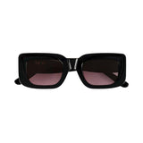 Front View of Marche Black Sunglasses - Black Acetate Frame Women's Sunglassess, Black Acetate Temples With Moeva Amblem, MOEVA Luxury Swimwear   