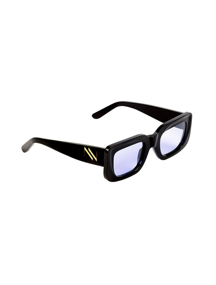 Side View of Marche Black Blue Sunglasses - MOEVA Luxury  Swimwear, Rectangular Sunglasses, Rectangular Shape Women's Sunglassess, MOEVA Luxury  Swimwear   