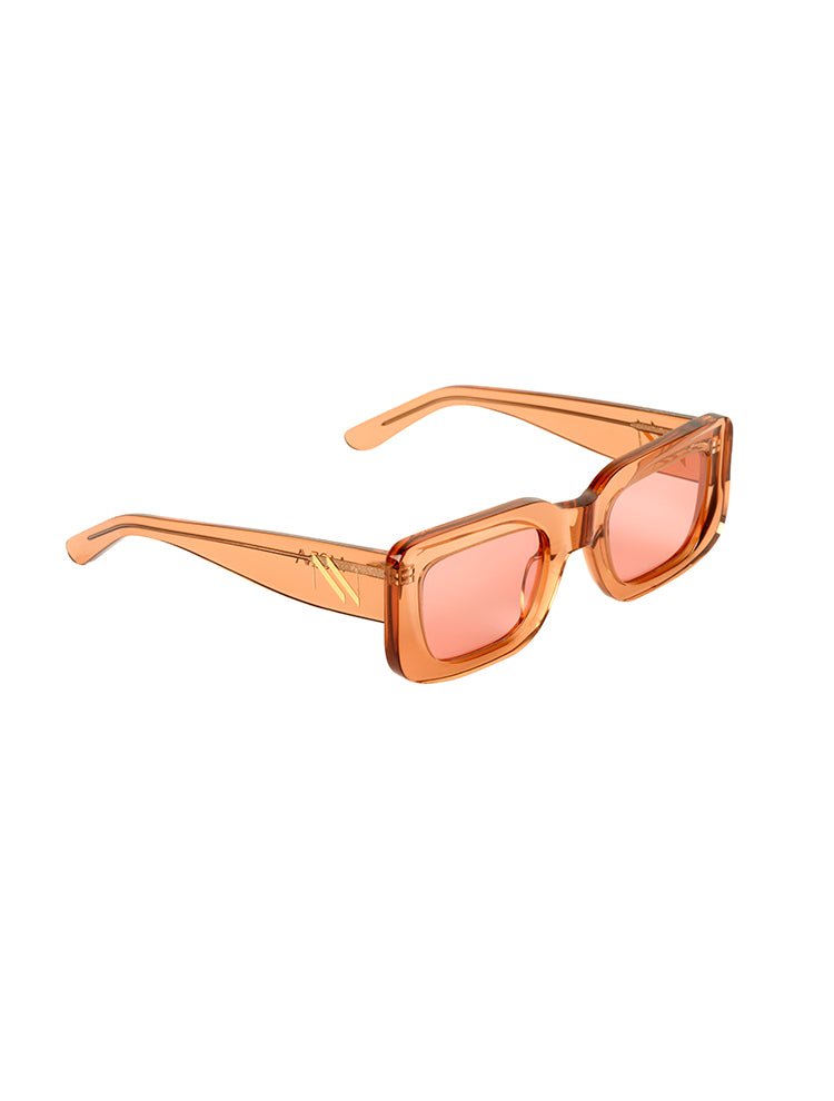 Side View of Marche Transparent Beige Sunglasses - MOEVA Luxury  Swimwear, Rectangular Sunglasses, Rectangular Shape Women's Sunglassess, MOEVA Luxury  Swimwear   
