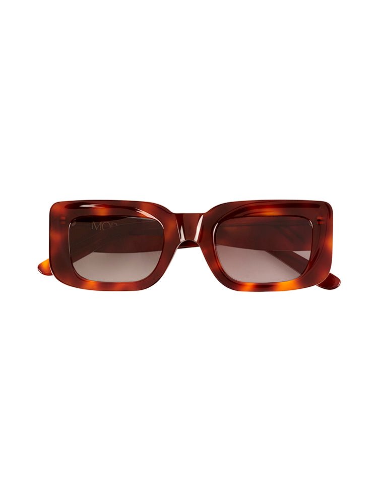 Marche Green Rectangular Frame Sunglasses With Havana Acetate Frame -Women Sunglasses Moeva