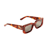 Side View of Marche Havana Green Sunglasses - MOEVA Luxury  Swimwear, Havana Acetate Frame, Rectangular Shape Women's Sunglassess, MOEVA Luxury  Swimwear     