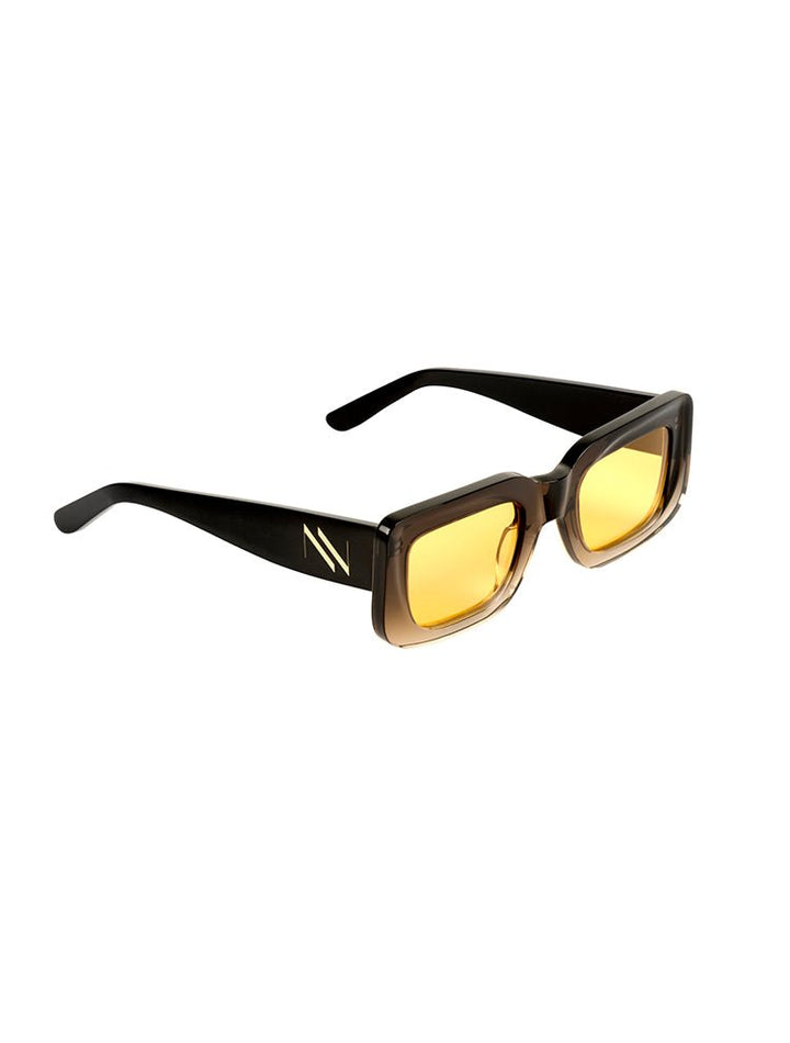 Marche Orange Rectangular Frame Sunglasses With Black Degrade Acetate Frame -Women Sunglasses Moeva