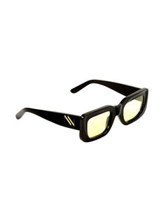 Side View of Marche Black Yellow Sunglasses - MOEVA Luxury  Swimwear, Rectangular Sunglasses, Rectangular Shape Women's Sunglassess, MOEVA Luxury  Swimwear   